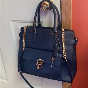 Michael Kors Navy Blue leather handbag tote